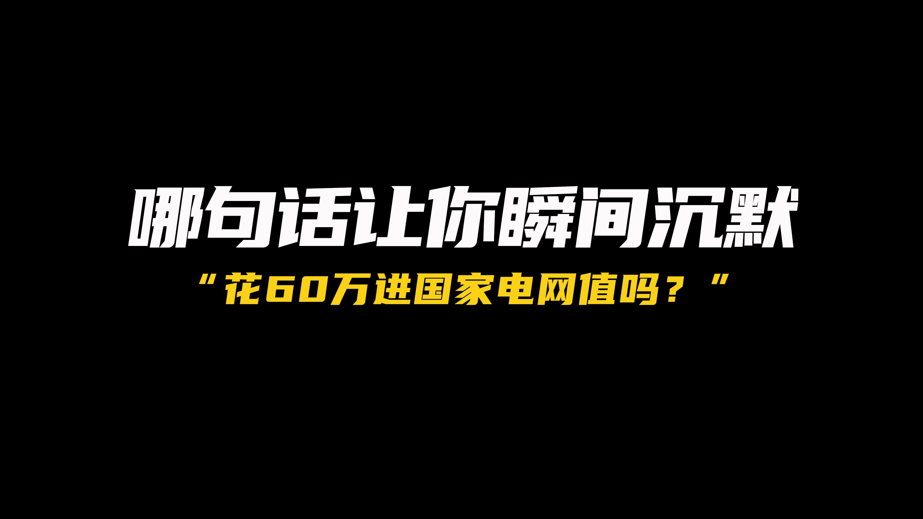 花60万进国家电网值吗?哔哩哔哩bilibili