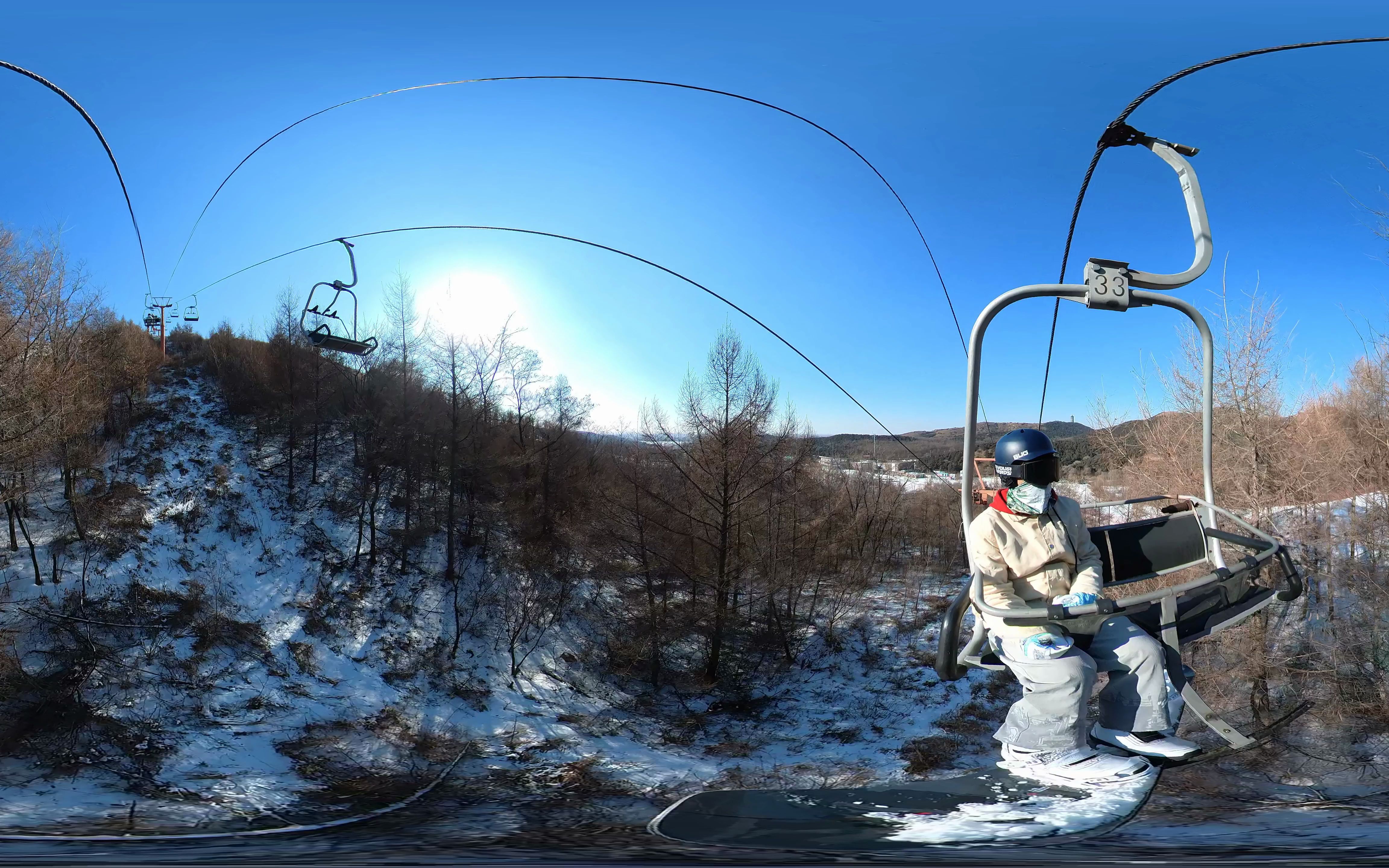 全景滑雪沈阳怪坡高级道一镜到底从上缆车到下山脚