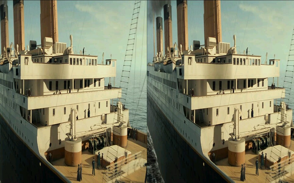 【泰坦尼克号】启航时分片段(3d左右立体)平行眼