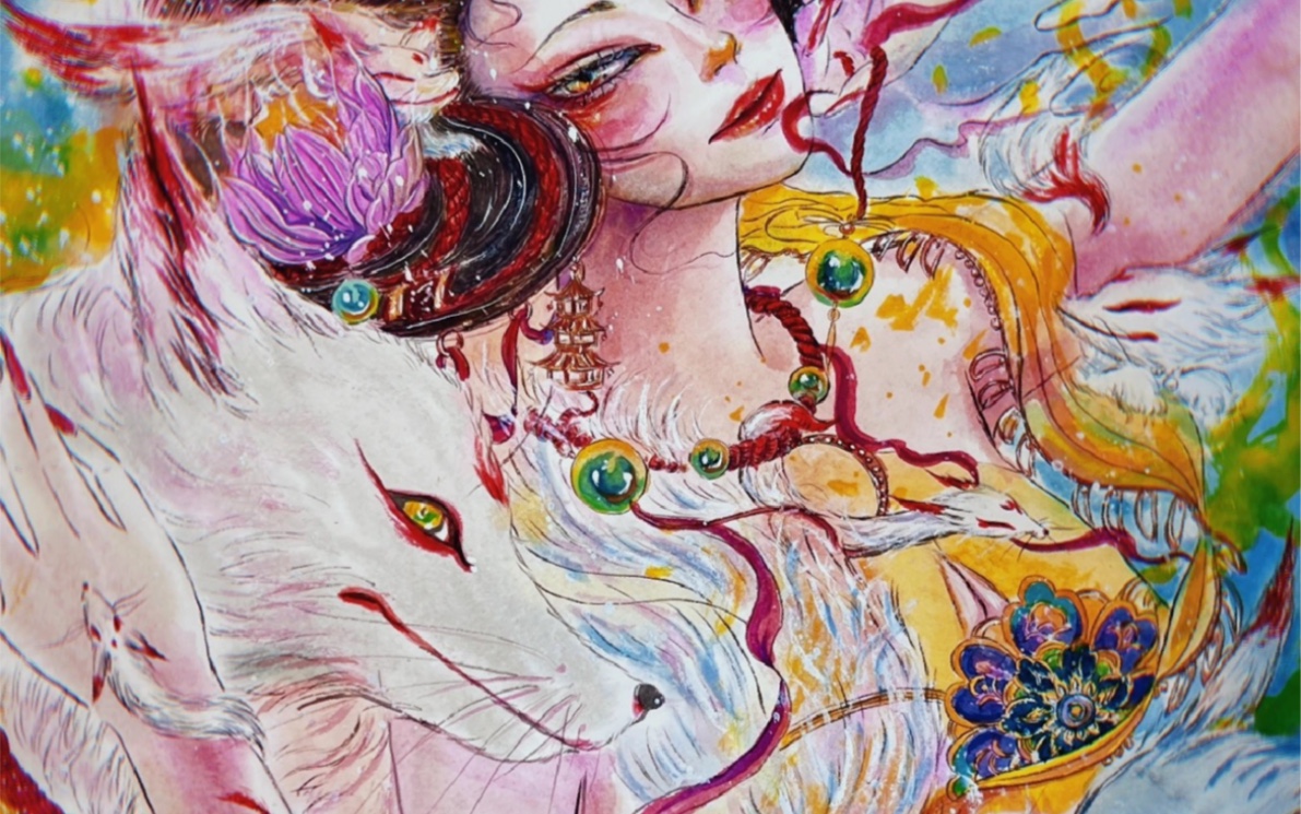 九尾狐原创手绘插画《妲己》