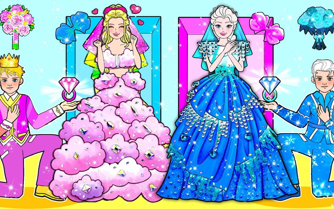 纸娃娃动画:长发妈妈为孪生宝宝diy娃娃屋,粉vs蓝哪个更适合?