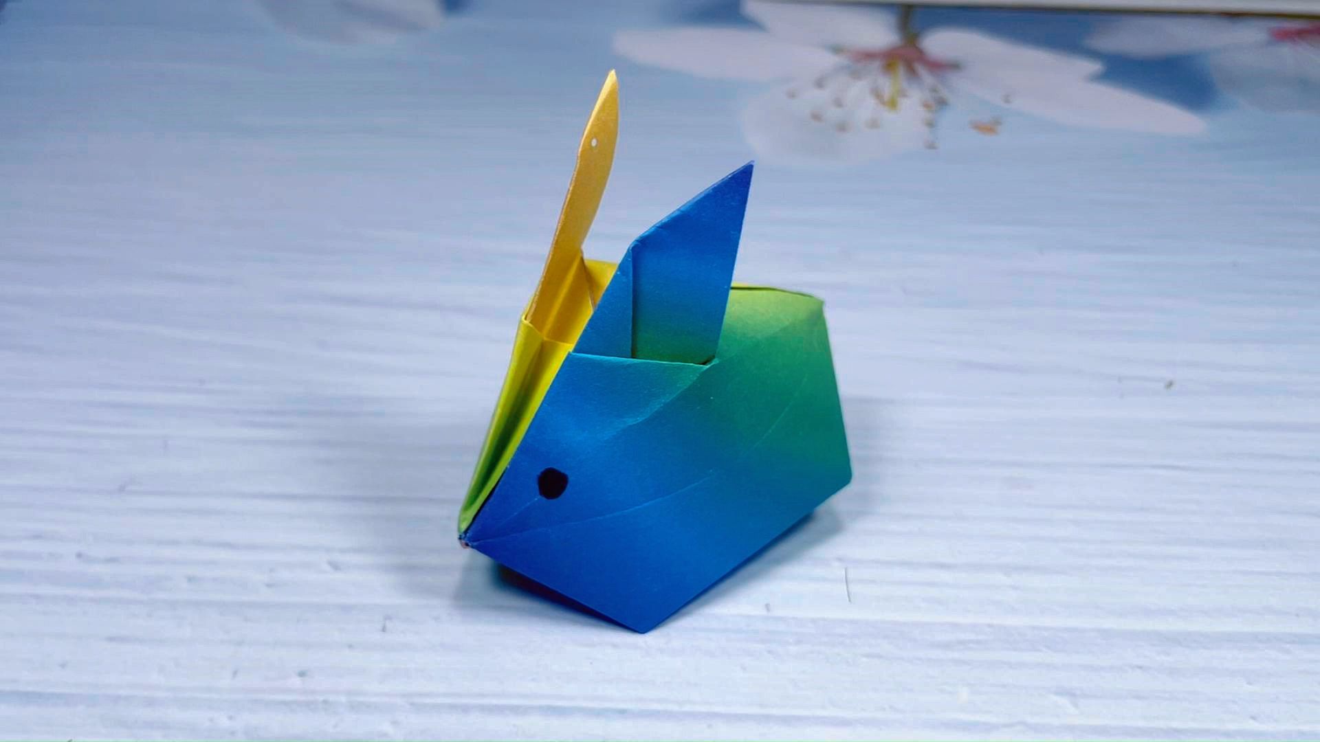 折纸兔子,简单的立体小白兔的折法,创意手工制作