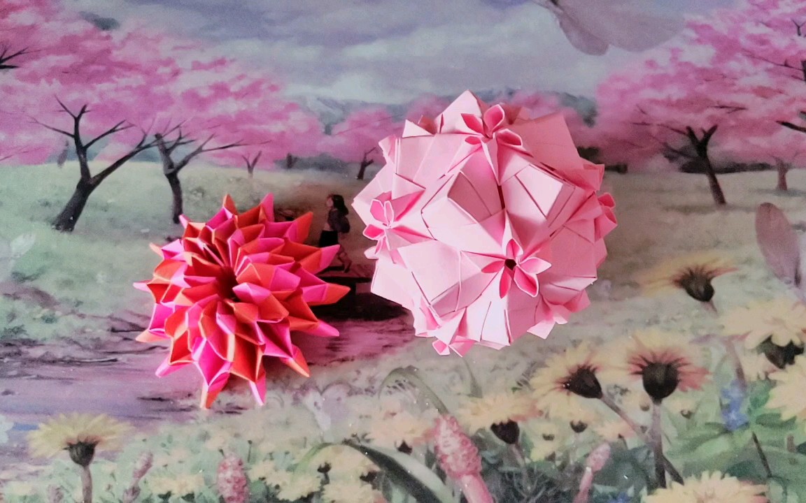【折纸】樱花绣球交作业展示(07,,61ω61,,)非教程