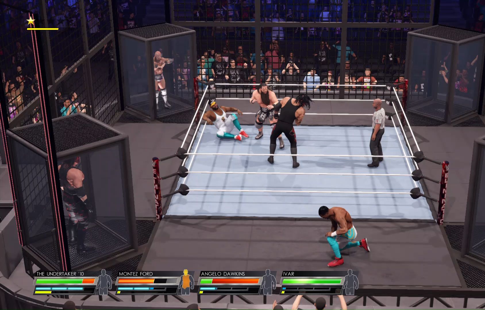 wwe2k22 传统男子六人铁笼密室淘汰赛