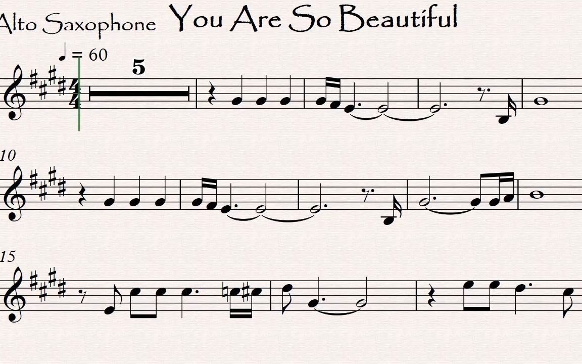 [图]【萨克斯谱】You Are So Beautiful (Eb back tracking)