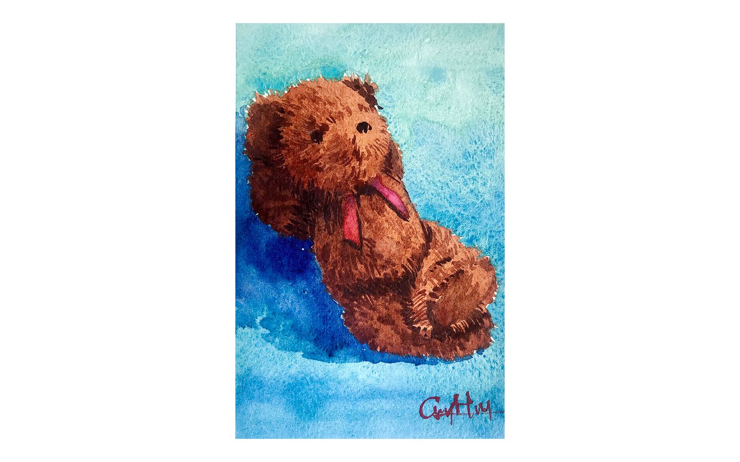 【马丁涂图】水彩明信片——《泰迪熊》