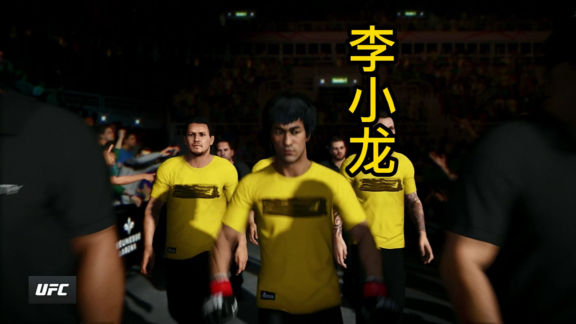 ufc拳击比赛 李小龙对战黑人选手 第二个回合直接进行ko