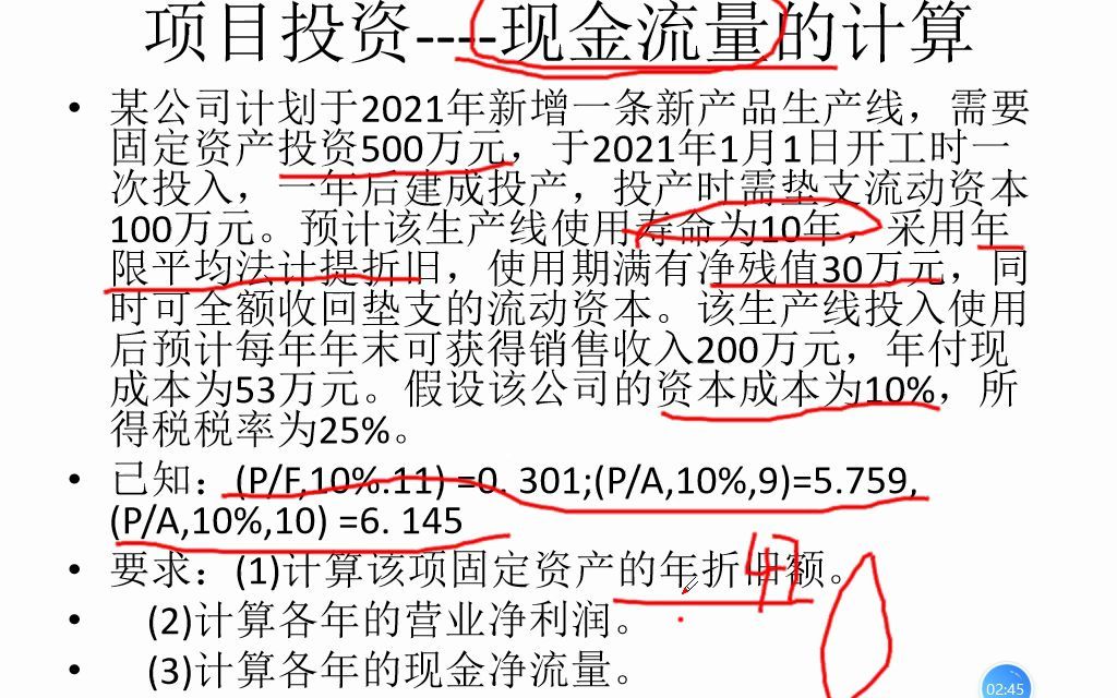 财务管理项目投资现金流量的计算哔哩哔哩bilibili