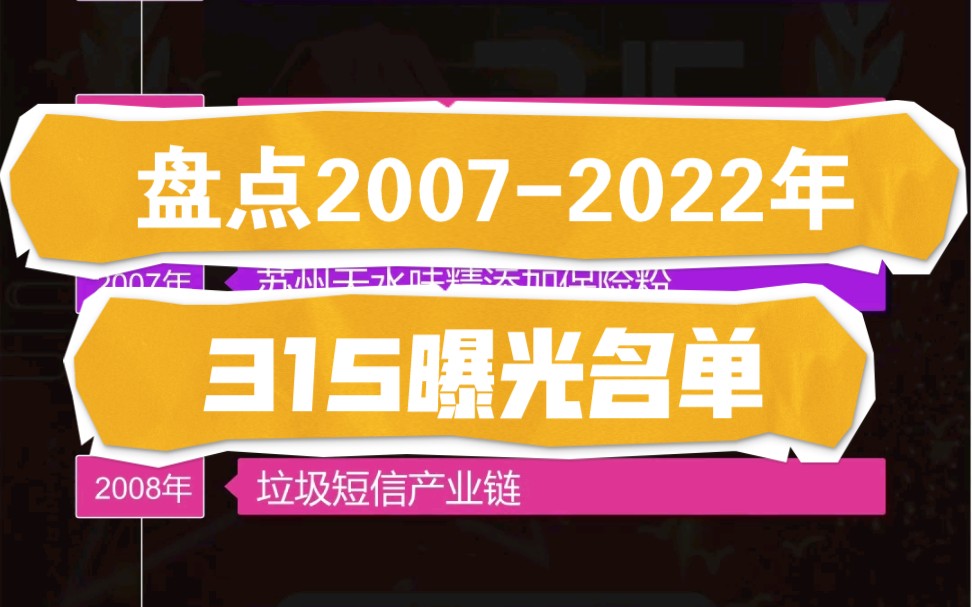 触目惊心!2007年2022年315曝光企业哔哩哔哩bilibili