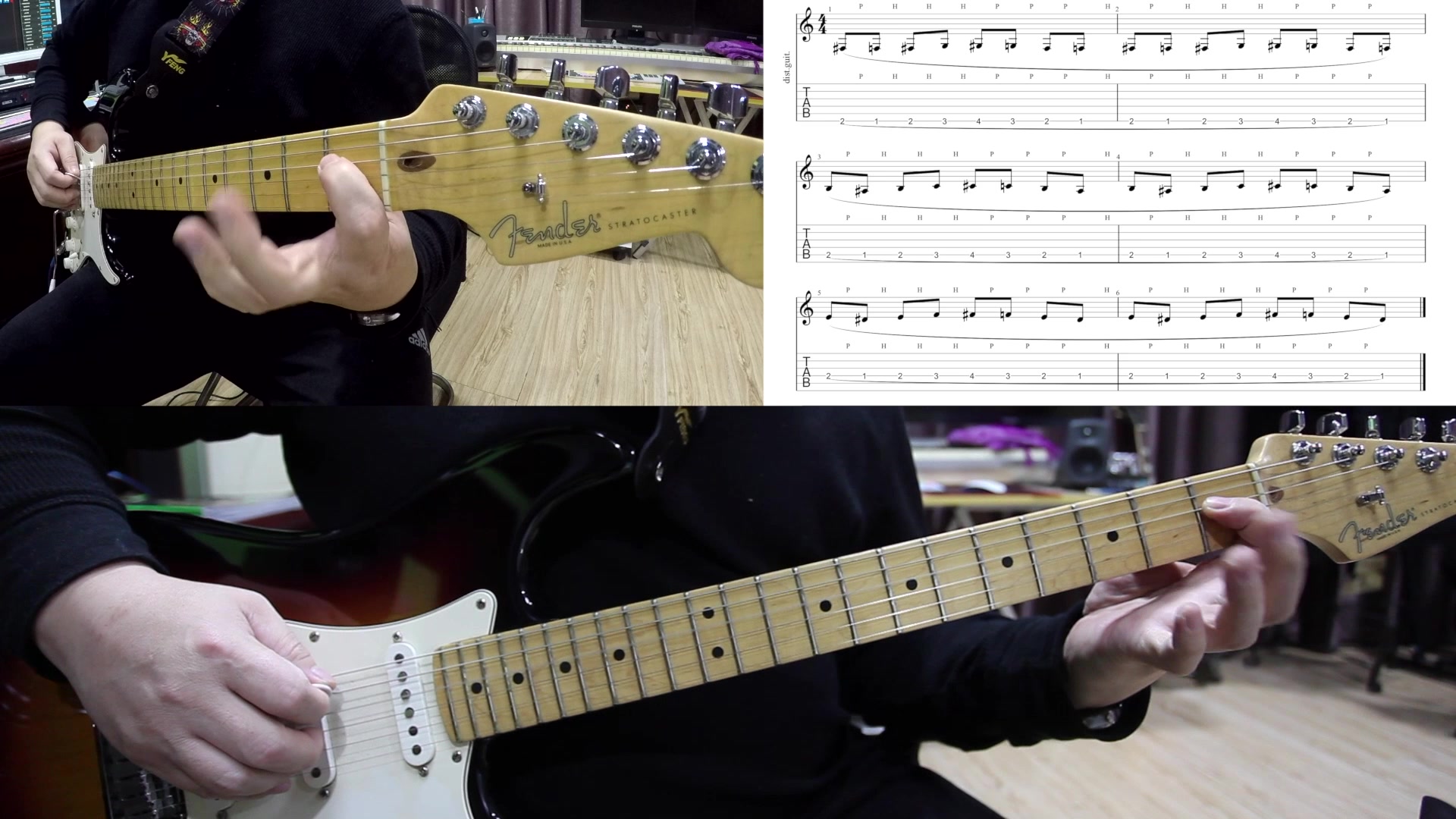 一起练练基本功 电吉他基础训练 击勾弦综合练习1