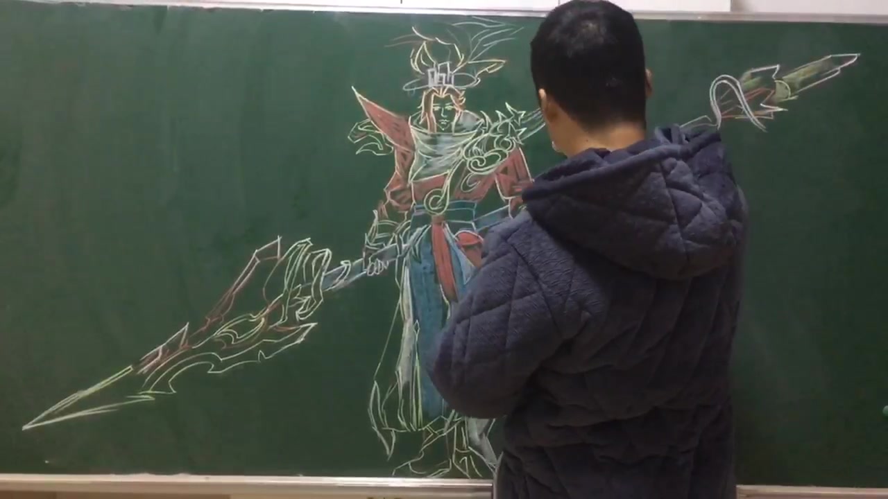 活动作品粉笔画王者荣耀五岳韩信飞衡