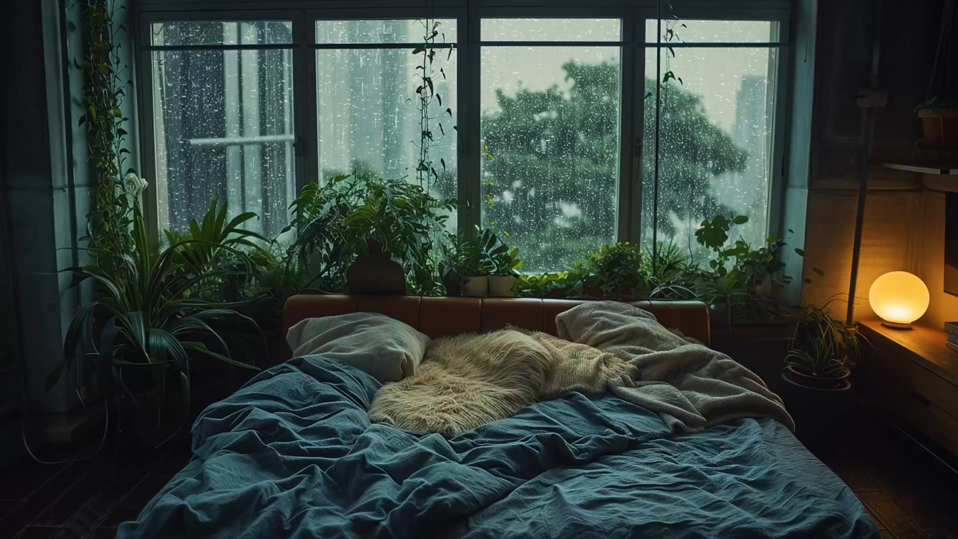 下雨天睡觉的图片唯美图片