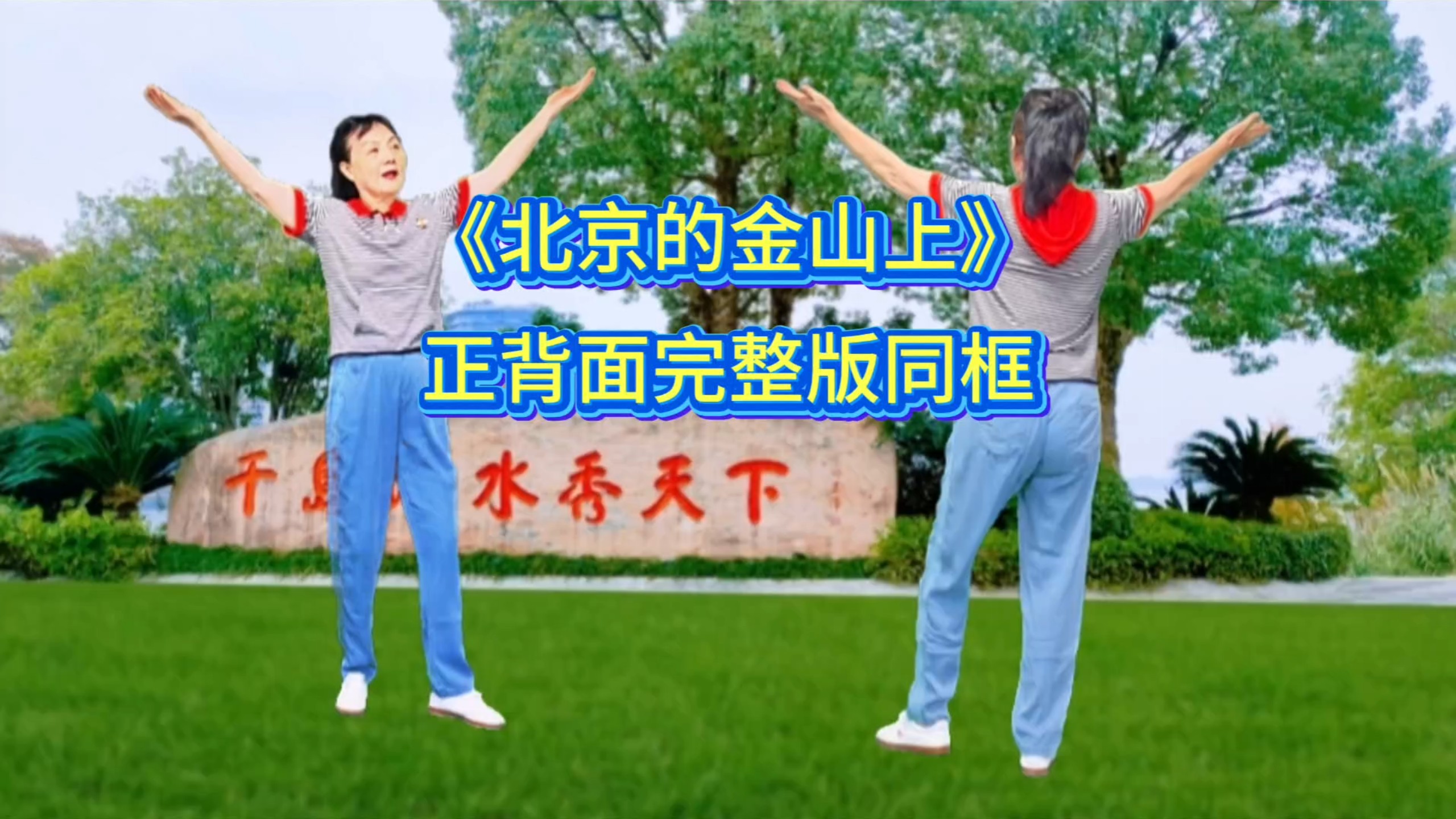 广场舞《北京的金山上》正背面完整版同框演示