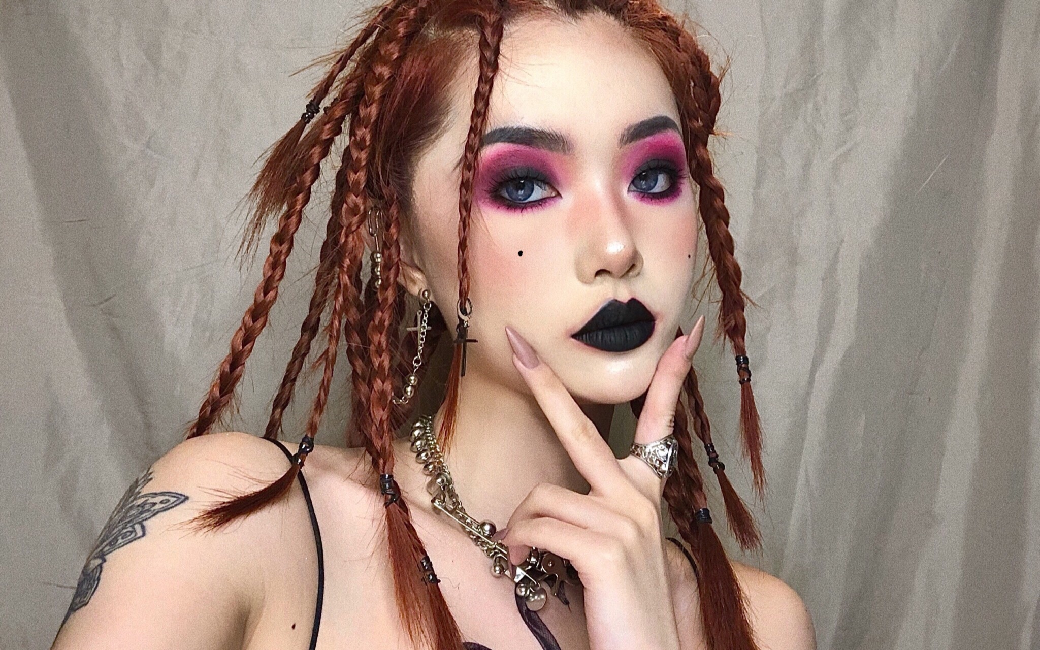 abg亚洲坏女孩妆面 生人勿近超a亚文化哥特妆面 | 岛岛岛0