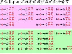 声母b p m f 与单韵母组成的两拼音节