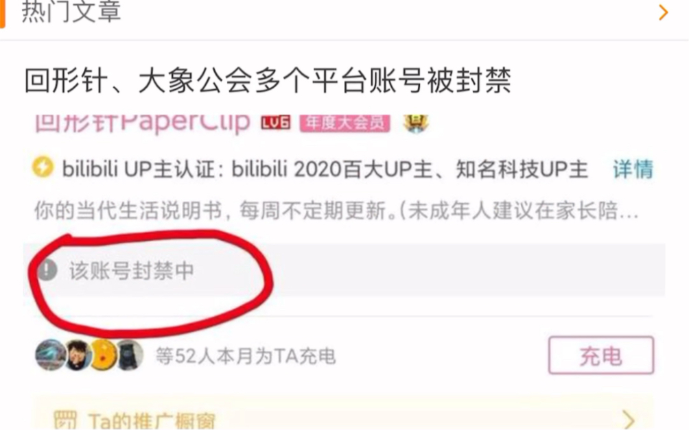 回形针、大象公会多个平台账号被封禁哔哩哔哩bilibili