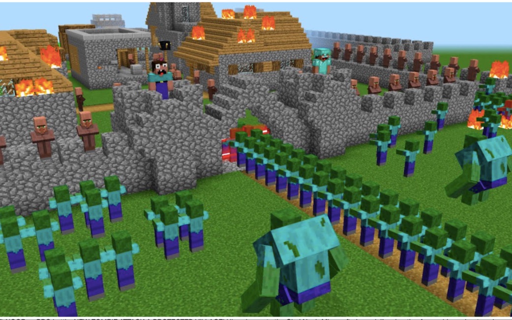 minecraft noob沙雕视频:新僵尸袭击受保护的村庄!