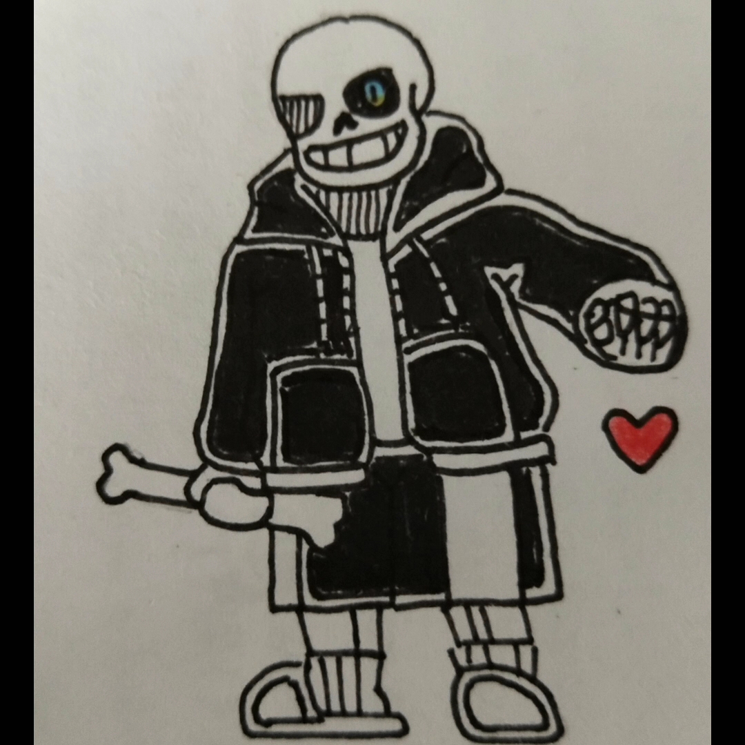 手绘原版sans黑白画风