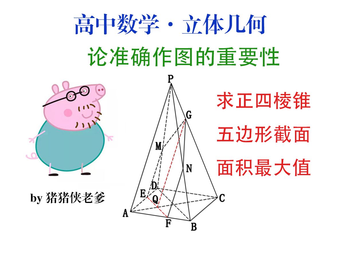 【高中数学/立体几何】论准确作图的重要性/正四棱锥五边形截面面积的最大值【猪猪侠老爹】哔哩哔哩bilibili