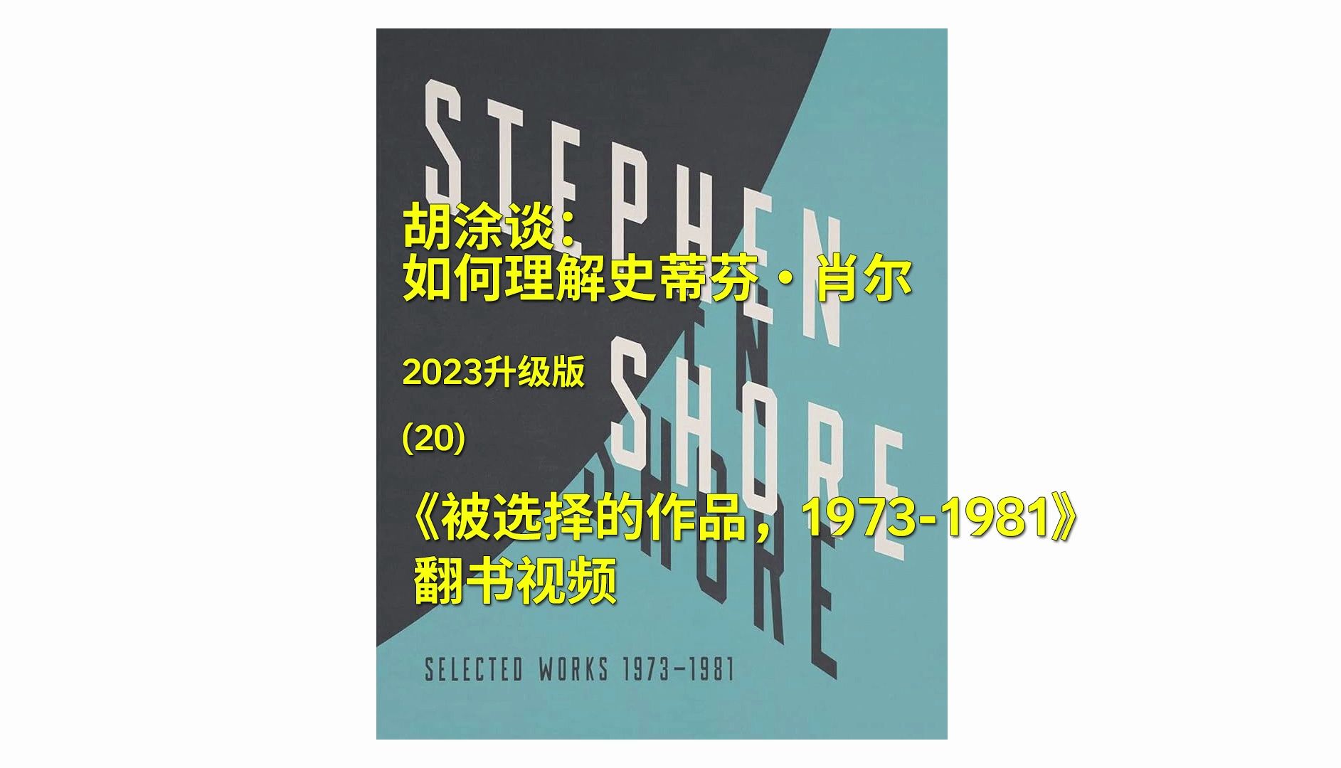 如何理解史蒂芬ⷮŠ肖尔(20):《史蒂芬ⷮŠ肖尔:被选择的作品,19731981》哔哩哔哩bilibili