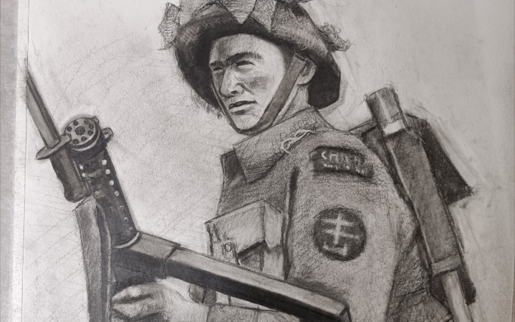 二战士兵素描图片