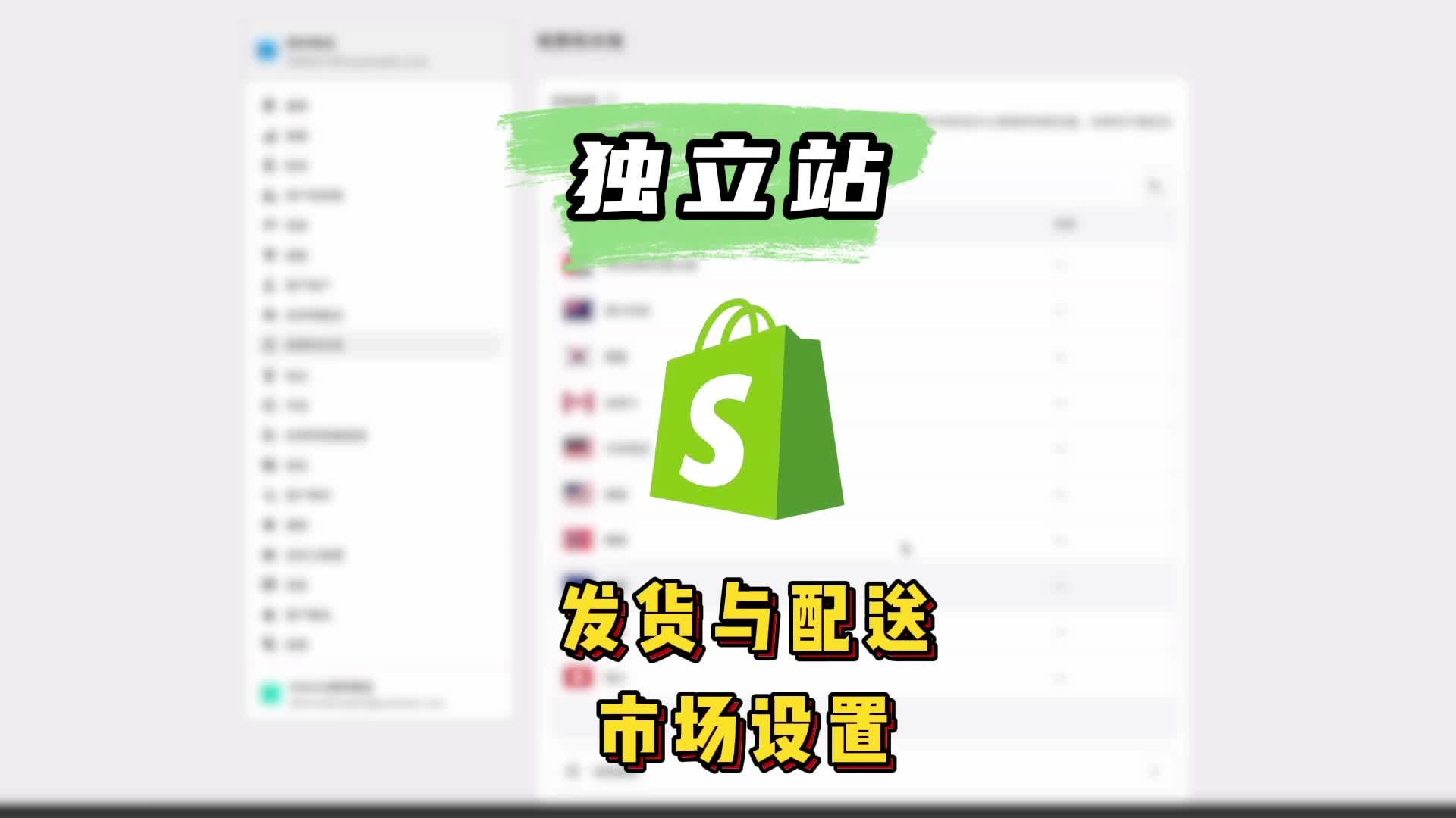 Shopify发货与配送、市场设置