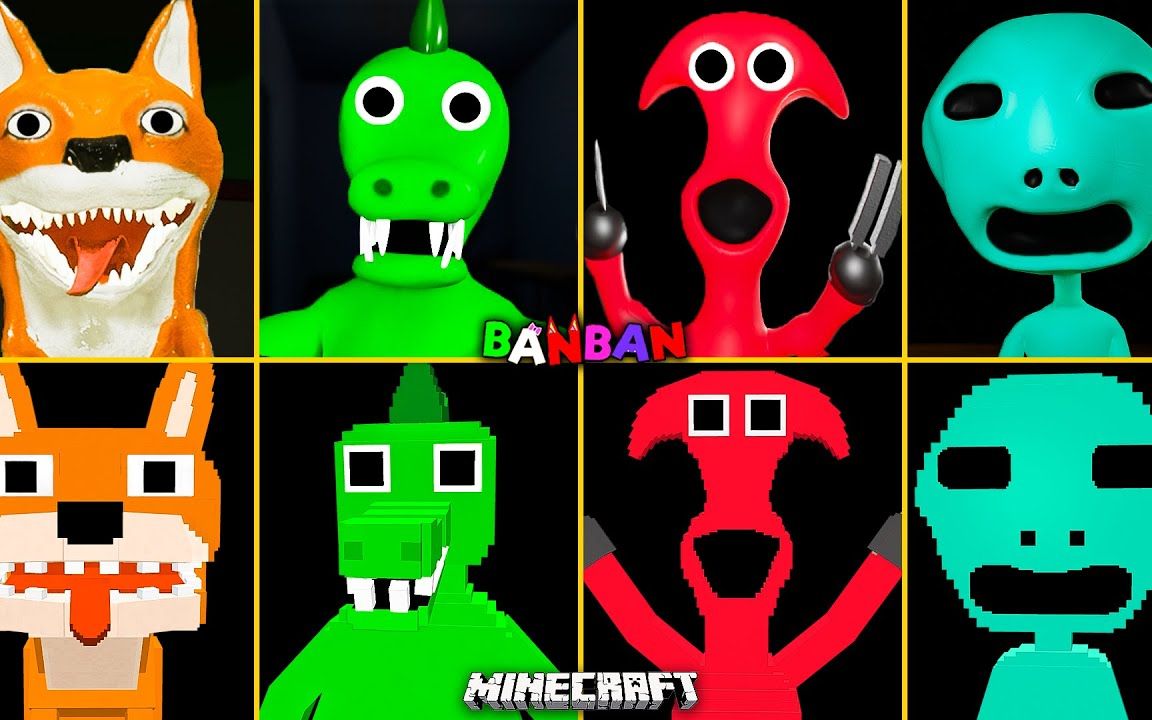 [图]Garten of Banban 4 ALL JUMPSCARES vs MINECRAFT _ Kittysaurus, Mr.Dentisnt, Syrin