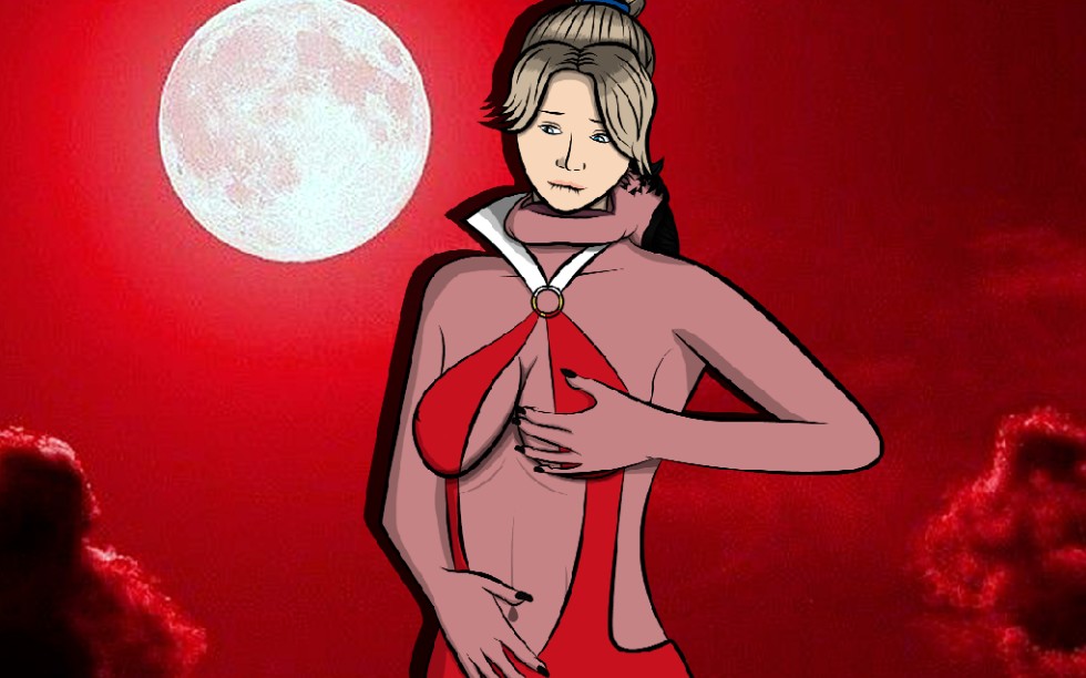 在红月下穿上了女孩子的皮物