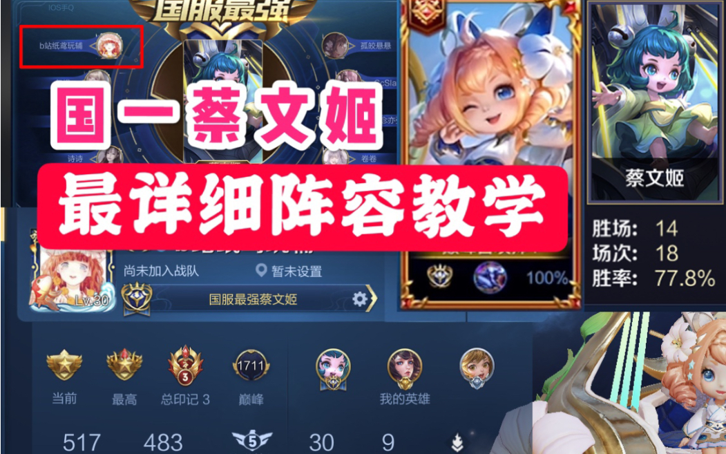 国服绑手蔡文姬呕心沥血阵容教学最详细教学没有之一来跟国服学游戏