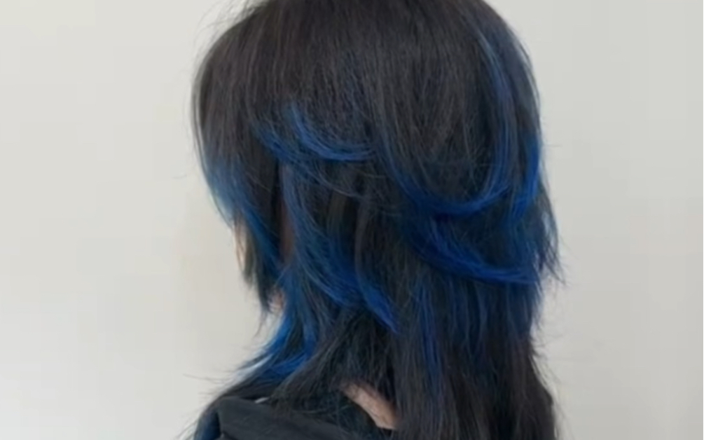 北京狼尾鲻鱼头搭配宝石蓝挑染