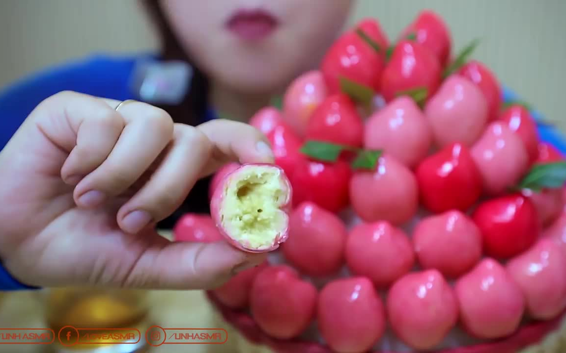 【ASMR】玲玲吃粉粉桃几露楚LINH小姐姐又次露楚啦哔哩哔哩bilibili