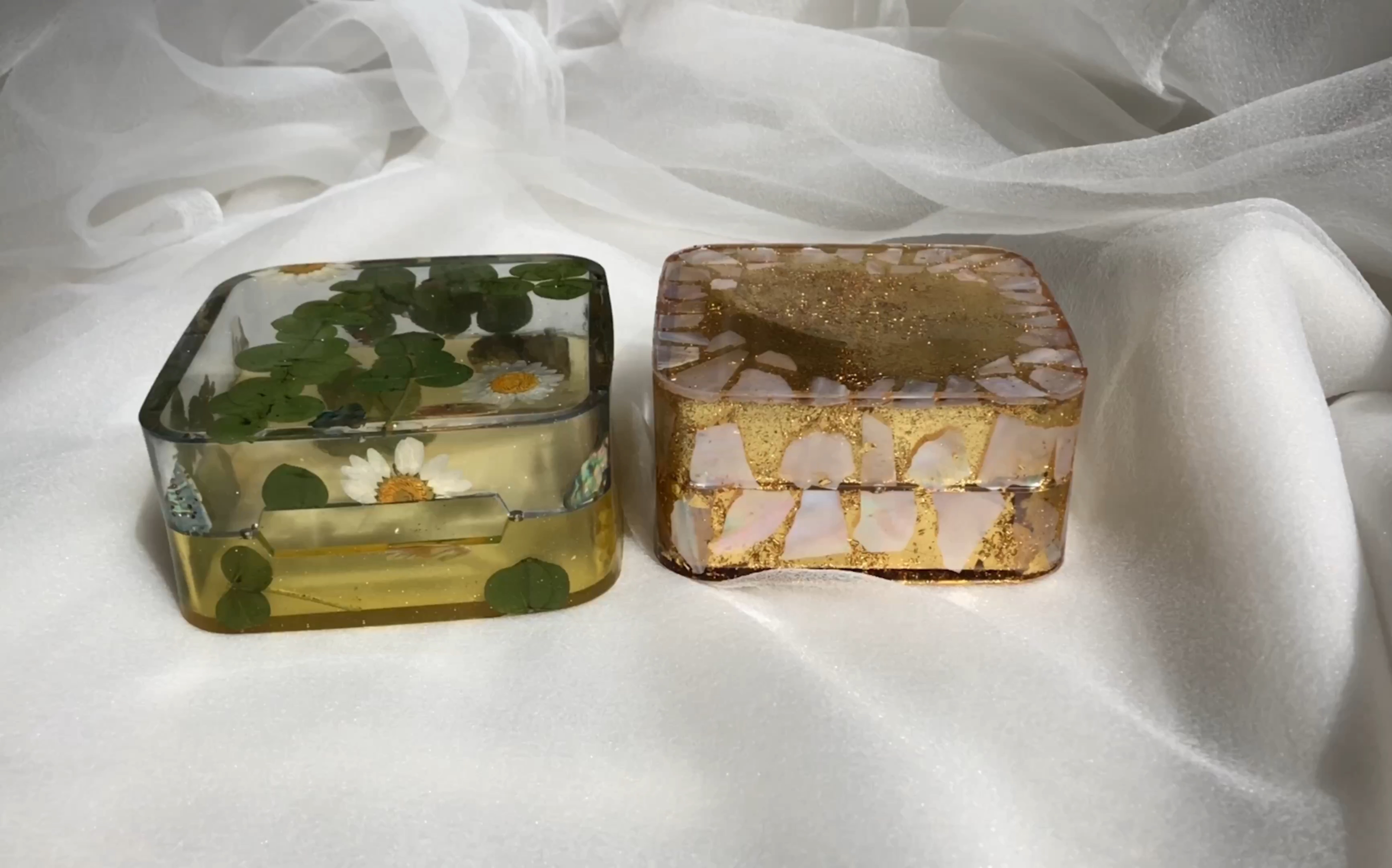 滴胶收纳盒有半个教程干花小清新和金箔老富贵了