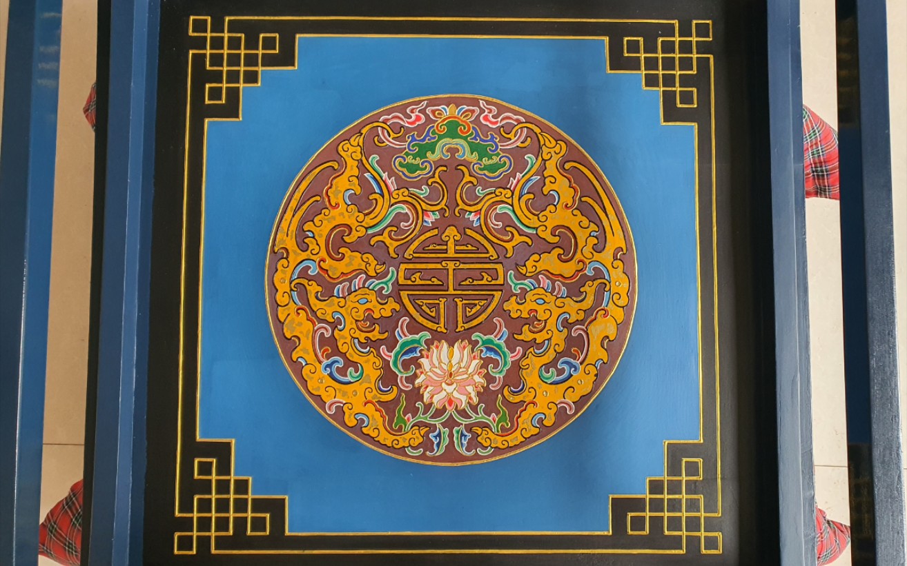 彩绘复古新中式小方桌