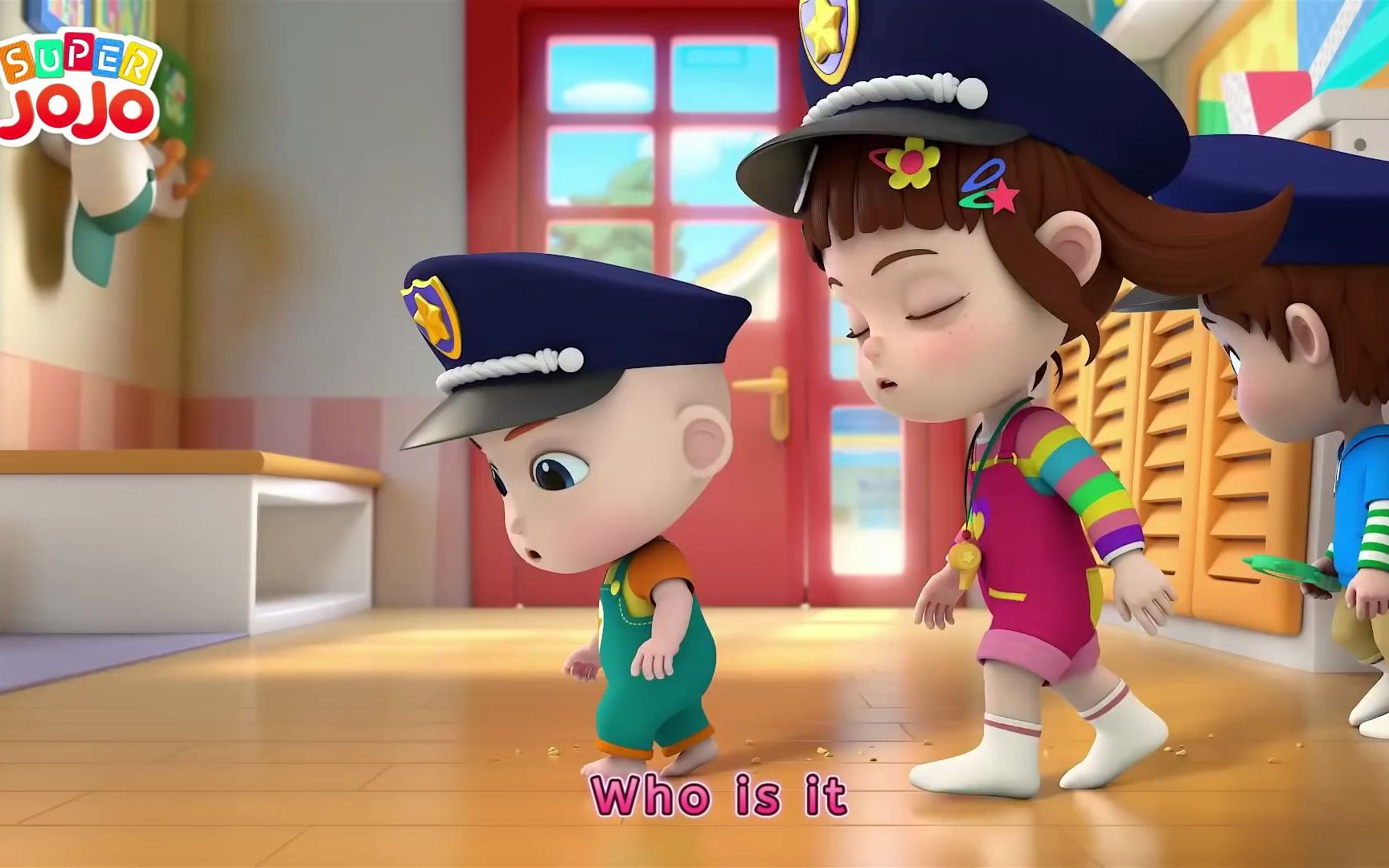 [图]【Super JoJo 亲子英语动画】小警察寻找甜甜圈，警察抓小偷亲子游戏 Little Police Officers Look for the Donut