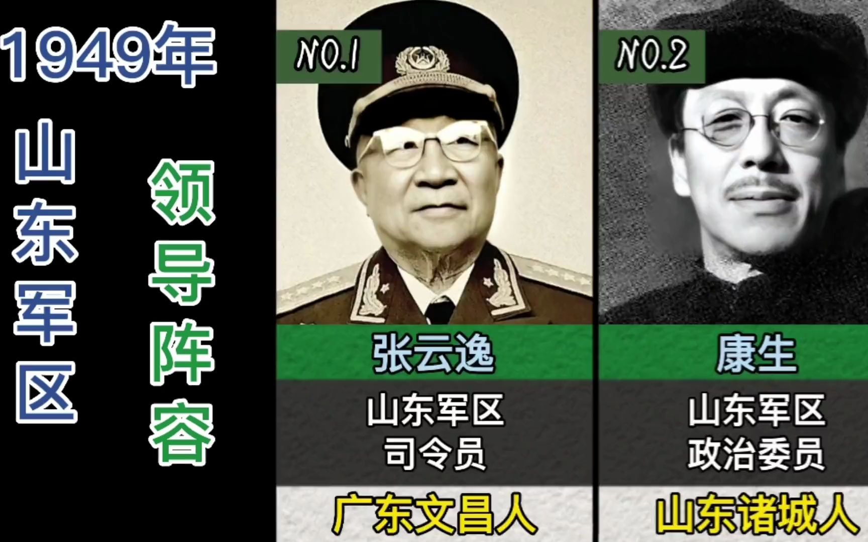 1949年山东军区领导阵容,副司令员2人,副政委2人哔哩哔哩bilibili