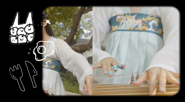 汉服美女弹奏古筝