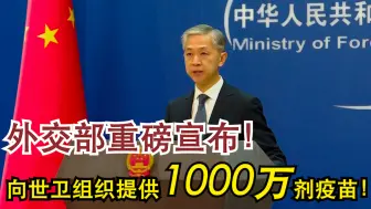 外交部重磅宣布！向世卫组织提供1000万剂疫苗！