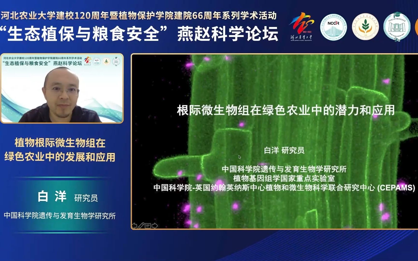 [图]【直播回放】中国科学院遗传与发育生物学研究所白洋研究员：植物根际微生物组在绿色农业中的发展和应用