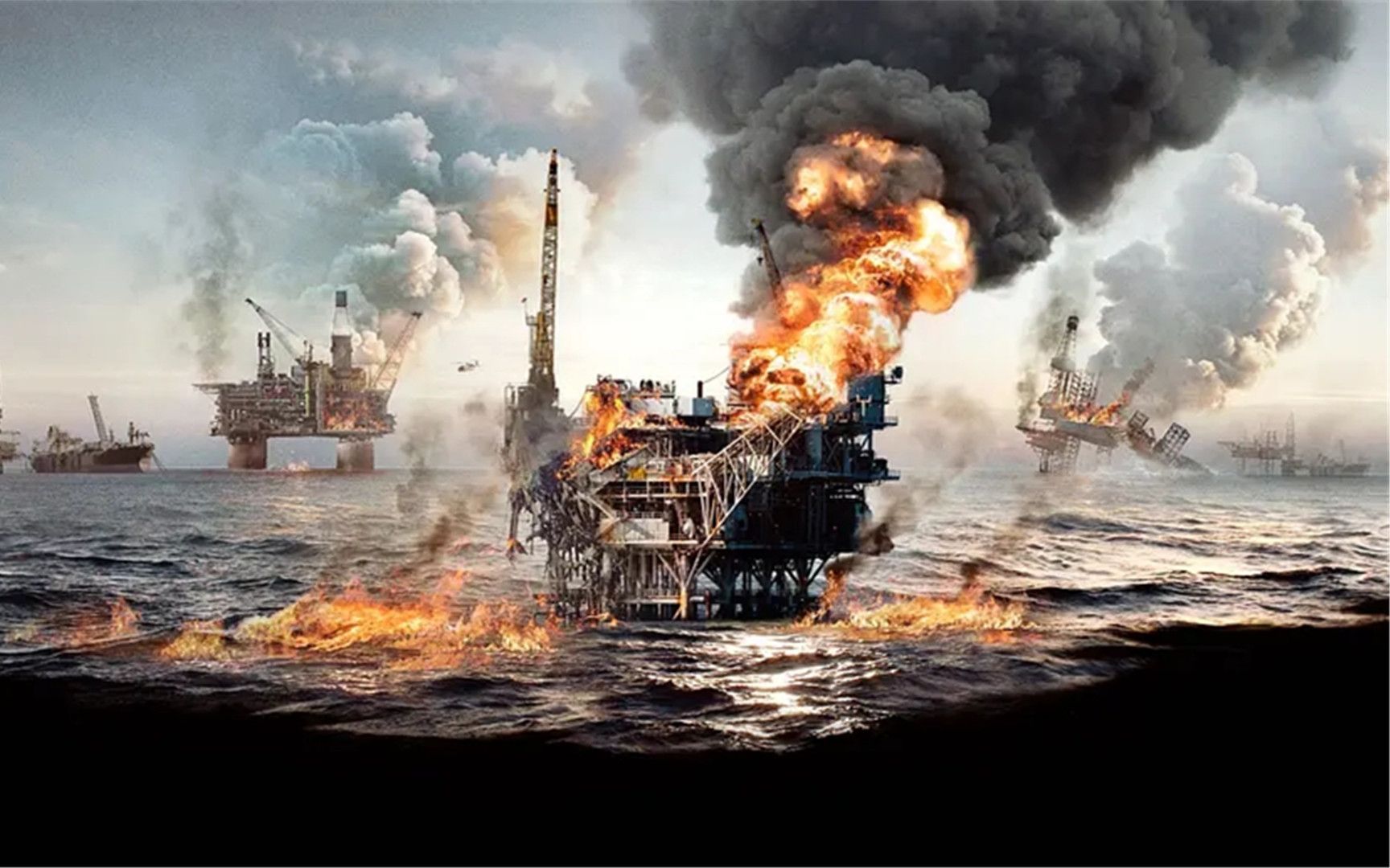 海底大滑坡数百口油井相继爆炸北海被巨量石油染成了黑海