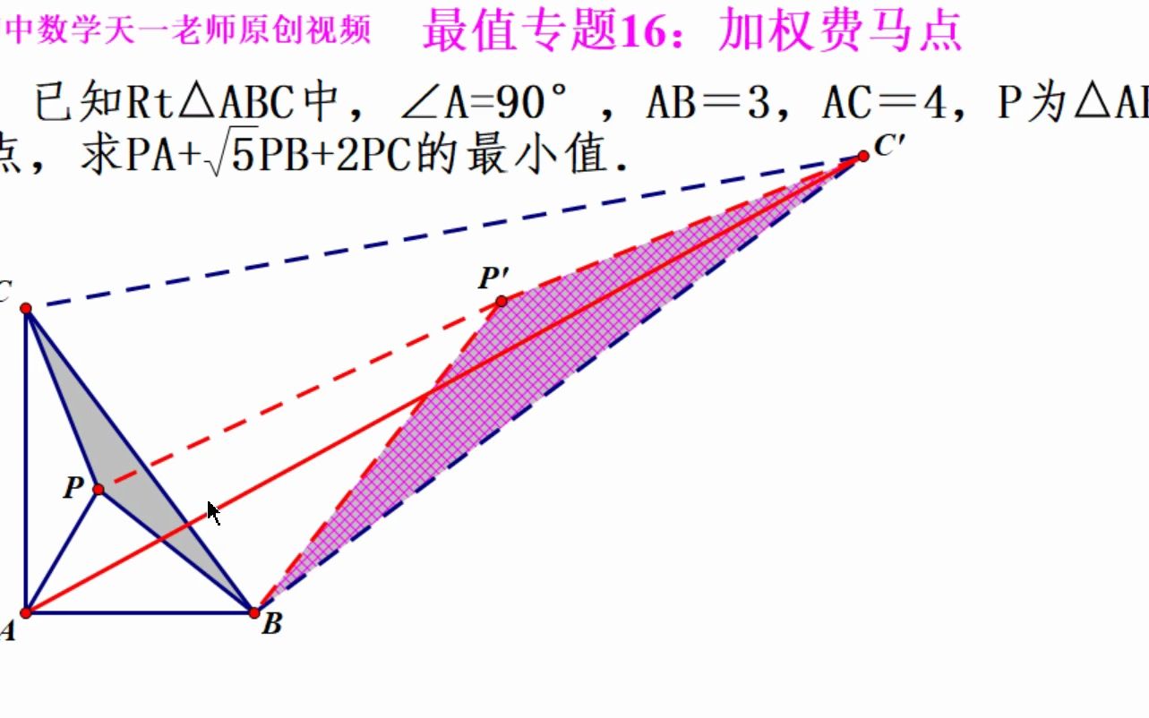 初中数学几何最值专题16.7:加权费马点哔哩哔哩bilibili