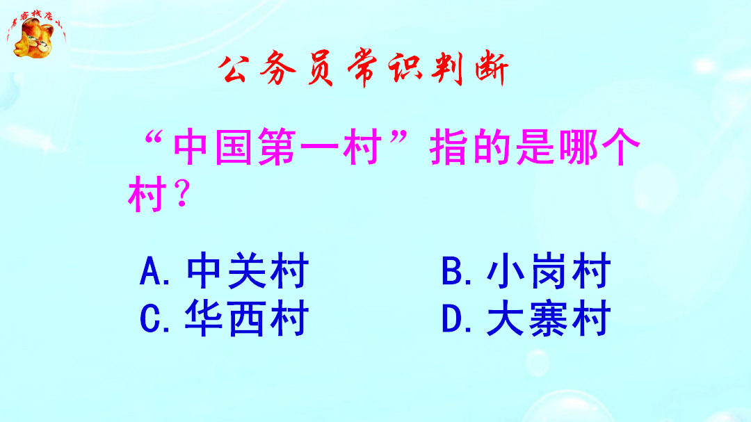 公务员常识判断,中国第一村指的是哪个村?难倒了大学生哔哩哔哩bilibili