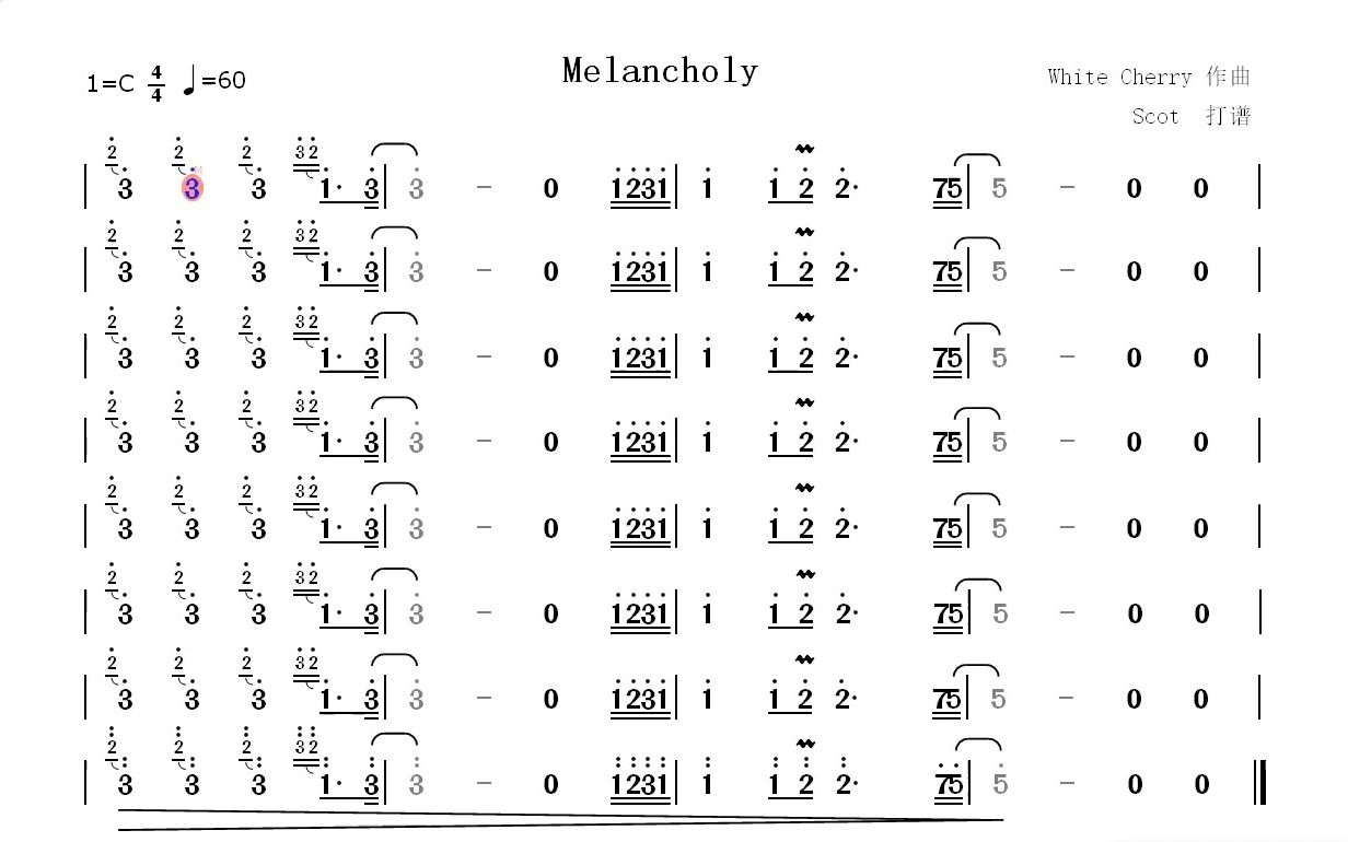 MelancholyWhite Cherry制作动态简谱哔哩哔哩bilibili