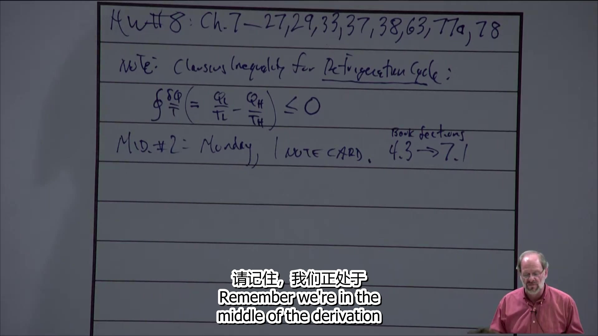 [图]Thermodynamics Ⅱ 热力学 中英字幕 加州州立理工大学波莫纳分校 Professor David Miller