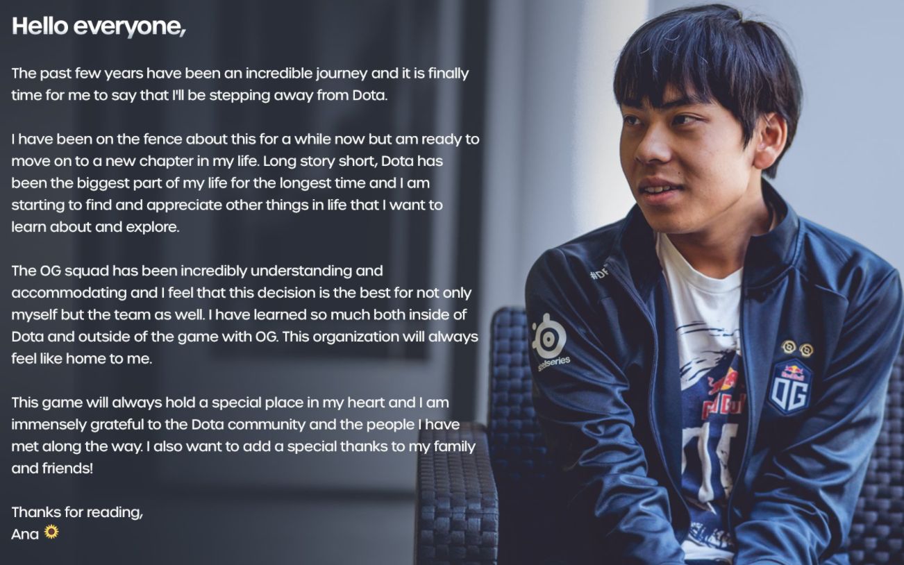 ogana退役官宣不再参加dota2比赛