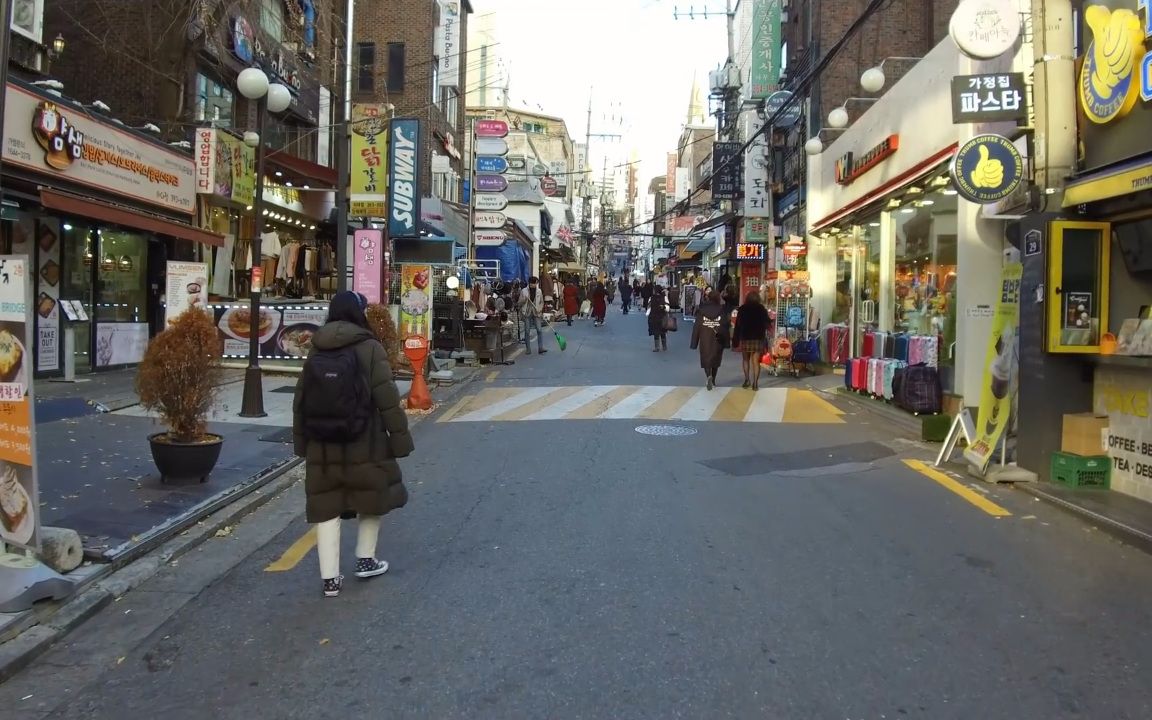 超清韩国漫步首尔梨花女子大学周边街景201811