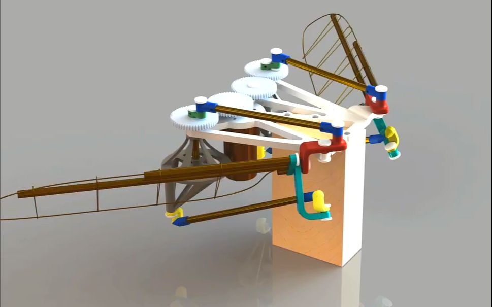 一种双翅翼仿生扑翼飞行机构设计的模型运动仿真