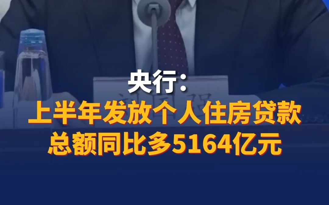 央行:上半年发放个人住房贷款总额同比多5164亿元哔哩哔哩bilibili