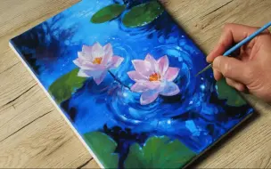 Download Video: 【丙烯画】【绘画教程】【中字】睡莲-Lotuses Acrylic Painting  Vadym art