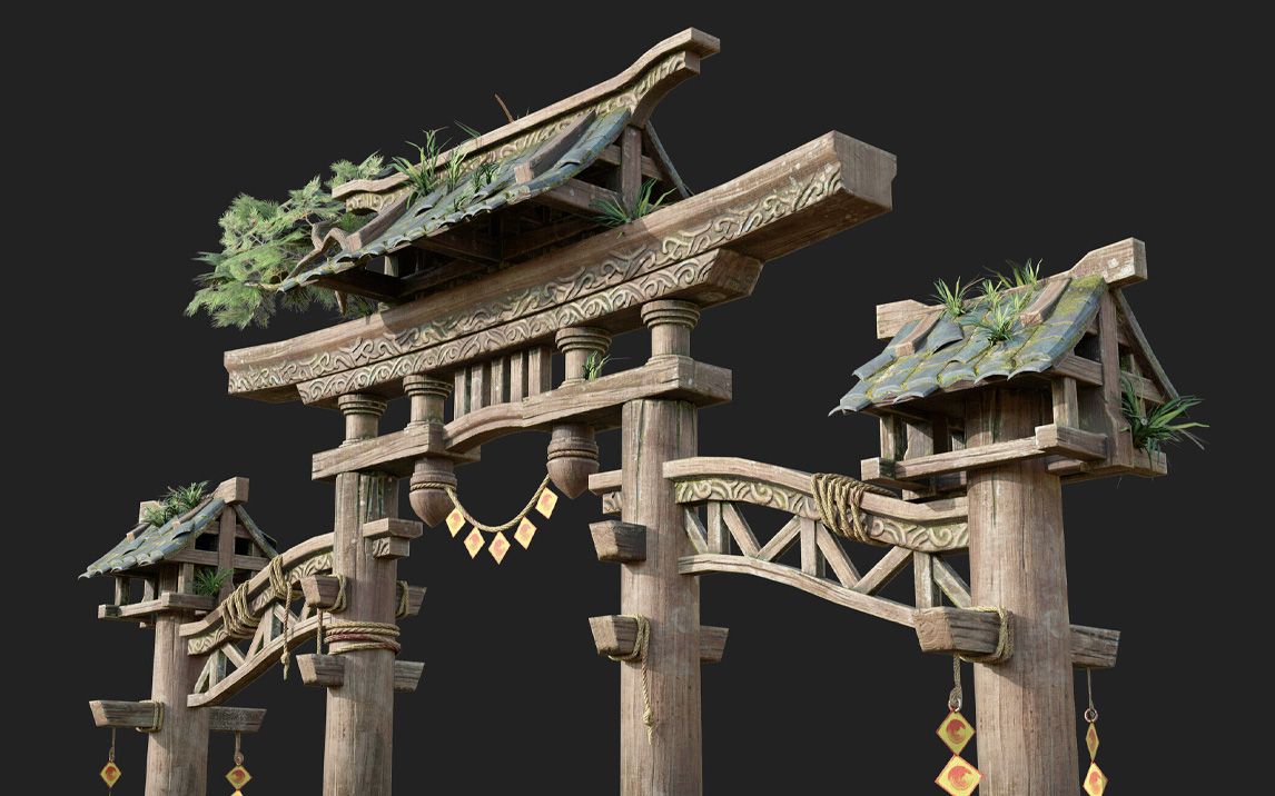 maya场景建模:次世代游戏古风场景制作,建模思路,布线技巧讲解