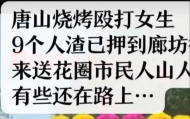 太给力了 唐山烧烤打人事件九人被抓 市民集体送花圈哔哩哔哩bilibili